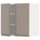 Moderner Küchenschrank in Grau-Beige mit verstellbaren Regalen, mit schlankem Design und matter Oberfläche.