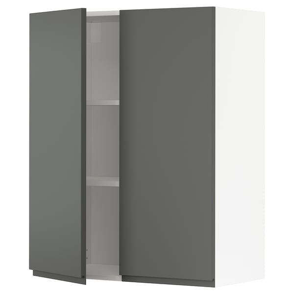 METOD Küchenschrank, dunkelgrau, modernes Design mit integrierten Griffen, stabilem Rahmen und verstellbaren Regalen.