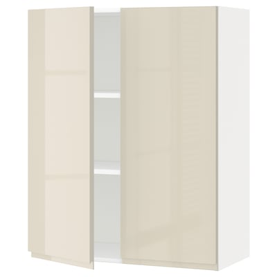 IKEA METOD Küchenzeile, beige glänzend, moderner Stil, zweitüriger Schrank.