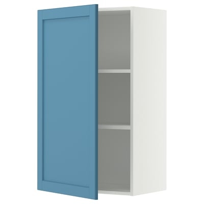 METOD Wandschrank mit Böden, weiß/Lerhyttan blau, 60x100 cm