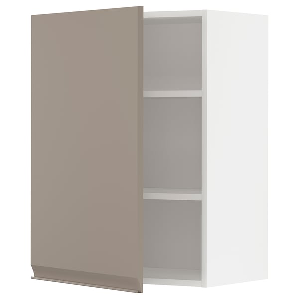 Moderner METOD Küchenschrank mit grau-beiger Tür; 3 Einlegeböden, verstellbar, einfaches Design.