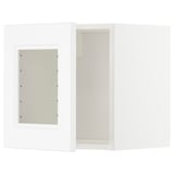 METOD weißer Wandschrank mit Glastür, moderne Einfachheit, robuster Rahmen, Front aus gehärtetem Glas.