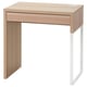 MICKE Schreibtisch, helles Holz, Einzelschublade. Minimalistisches Design, Kabelausgang auf der Rückseite.