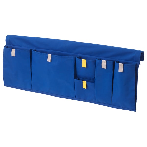 Blauer MÖJLIGHET Bettorganizer mit Taschen aus Polyester.
