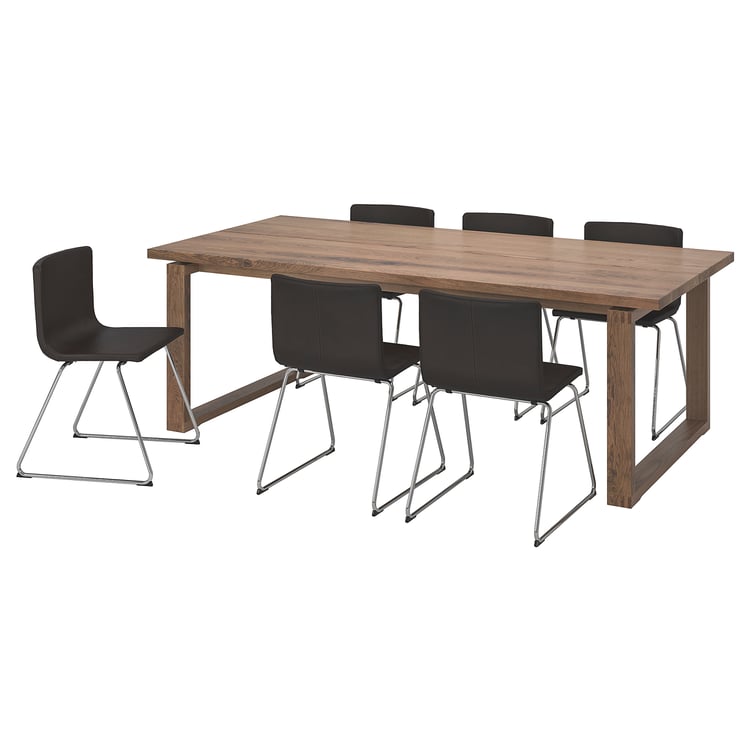 MÖRBYLÅNGA / BERNHARD Tisch und 6 Stühle - braun/Kavat dunkelbraun