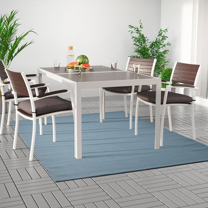 MORUM Teppich flach gewebt, drinnen/drau, hellblau, 160x230 cm IKEA