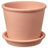 MUSKOTBLOMMA Terrakotta-Pflanzgefäß mit Untertasse, rundes, schlichtes Design.
