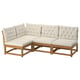 Option: NÄMMARÖ 3er-Modulecksofa, für draußen hellbraun lasiert/Kuddarna helles Graubeige