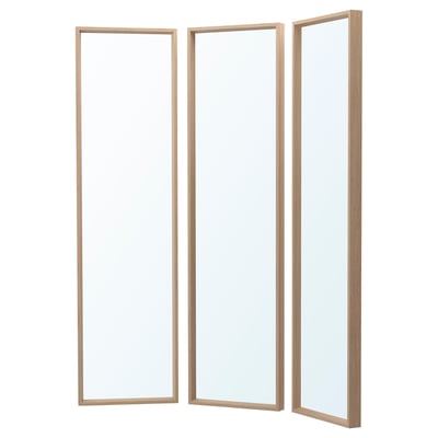 Drei hellbraune NISSEDAL Spiegel, dreifach gefaltet, sicheres Glas, ideal für Outfits.