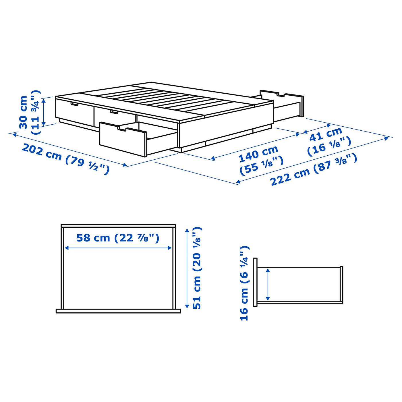 Nordli Bettgestell Mit Schubladen Weiss 140x200 Cm Ikea Osterreich