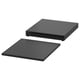 Schwarzes NORDLI-Set an Schubladenplatte und Sockel, schlankes, modernes Design, Faser- und Spanplatten mit Acryl-Finish.