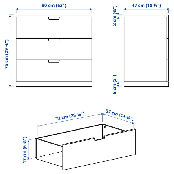Abbildung mit Maßen für das Produkt: NORDLI.