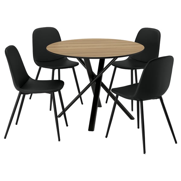 NORRMJÖLE / NORDMANSSKÄR Tisch und 4 Stühle, Eichenachbildung schwarz/Bomstad schwarz, 105 cm
