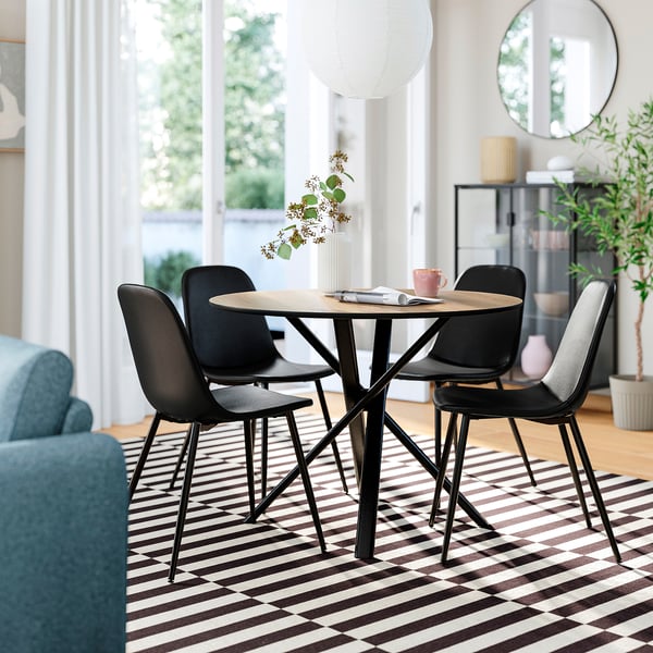 NORRMJÖLE / NORDMANSSKÄR Tisch und 4 Stühle, Eichenachbildung schwarz/Bomstad schwarz, 105 cm