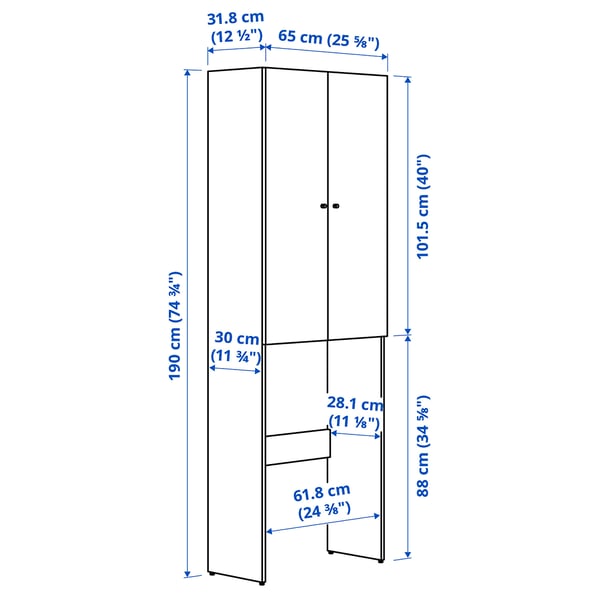 NYSJÖN Waschmaschinenschrank, weiß, 65x190 cm