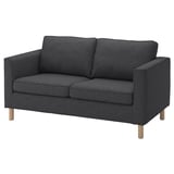 Graues PÄRUP 2-Sitzer-Sofa, klares Design, abnehmbarer Bezug, Holzbeine.