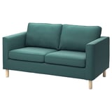 Teal PÄRUP Zweisitzer, schlankes Design mit Holzbeinen, bequemer, abnehmbarer Bezug.