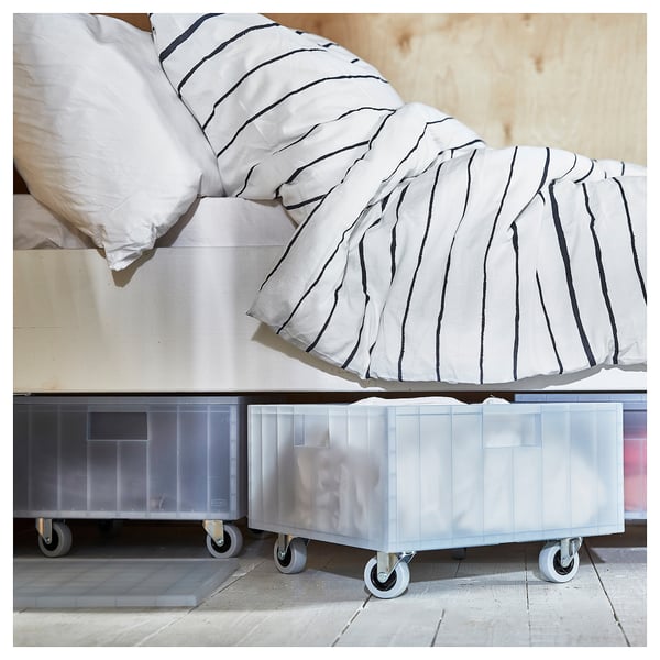 Pantsartax Aufbewahrungsbox, klar, quadratisch, vier Räder, unter dem Bett, organisiert Gegenstände.