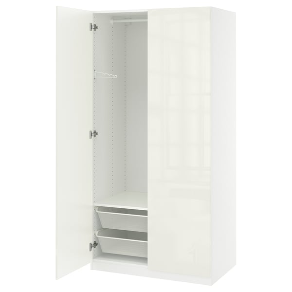 PAX / FARDAL Schrankkombination, weiß Hochglanz weiß/weiß, 100x60x201 cm