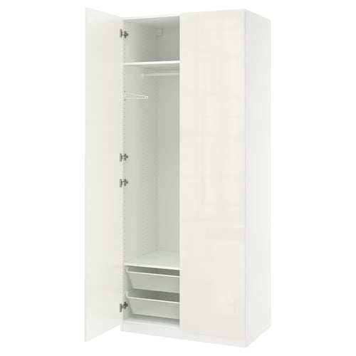 PAX / FARDAL Schrankkombination, weiß Hochglanz weiß/weiß, 100x60x236 cm
