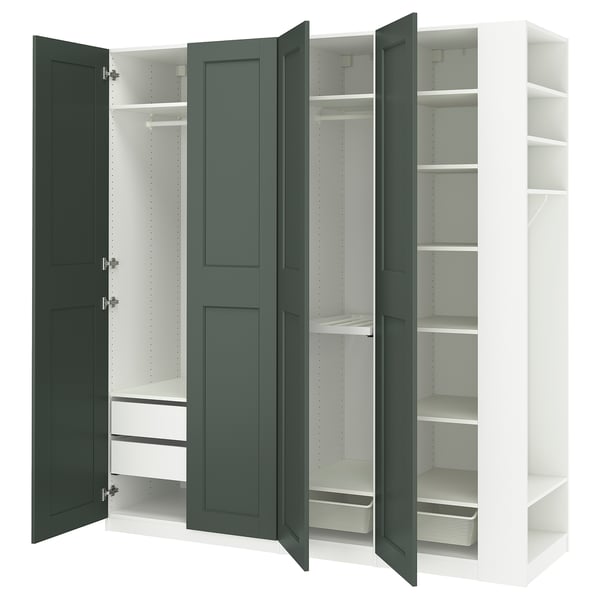 PAX / GRIMO Schrankkombination, weiß graugrün/weiß, 220x60x236 cm