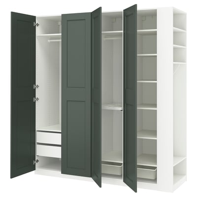 PAX / GRIMO Schrankkombination, weiß graugrün/weiß, 220x60x236 cm