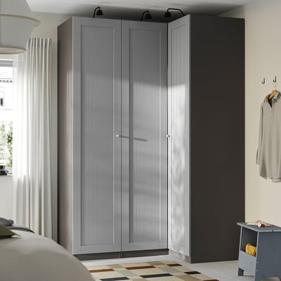 PAX / GULLABERG Eckkleiderschrank, dunkelgrau/grau, 161/111x236 cm