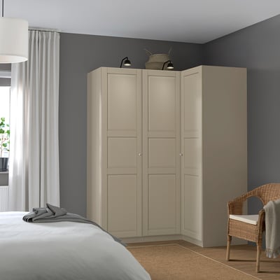 PAX / TYSSEDAL Eckkleiderschrank, graubeige/graubeige, 161/111x201 cm