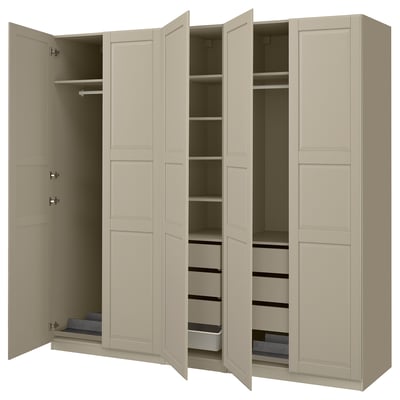 PAX / TYSSEDAL Schrankkombination, graubeige/graubeige, 250x58x236 cm