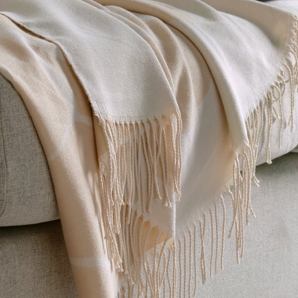 PERSIKOTRÄD Plaid, elfenbeinweiß/graubeige, 150x200 cm