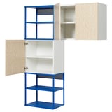 PLATSA Aufbewahrungskombi offen + 3 Türen, weiß Kalbåden/blau, 140x42x182 cm
