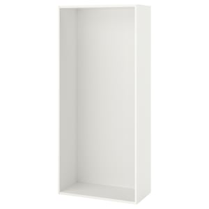 Ikea PLATSA weißer Schrankrahmen. Minimalistisches Design, rechteckige Form, weiße Farbe.