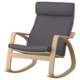 POÄNG Schaukelstuhl, Eiche hell & dunkelblau, geschwungenes Design, Plüschkissen, 10 Jahre Garantie.