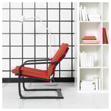 POÄNG Sessel mit niedriger Lehne, schwarzbraun/Vissle rot