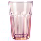 POKAL Becher aus gehärtetem Glas, rosafarbener Farbton, klassisches geripptes Design, langlebig, spülmaschinenfest.