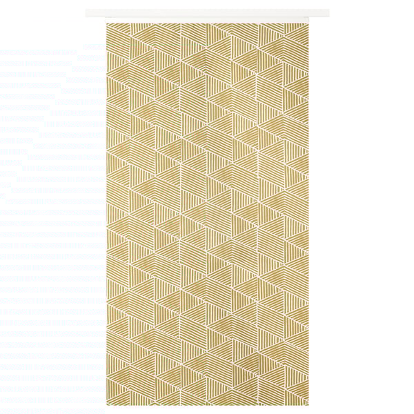 PRÄRIEOXALIS, beigefarbener geometrischer Vorhang, recyceltes Polyester, rechteckige, abstrakte Linien.