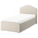 RAMNEFJÄLL Bett, beige. Polstert, gebogenes Kopfteil, weiche Kanten, maschinenwaschbare Abdeckung.