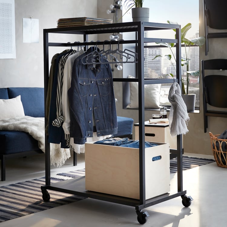 RÅVAROR Aufbewahrungselement mit Rollen, schwarz, 100x140 cm - IKEA