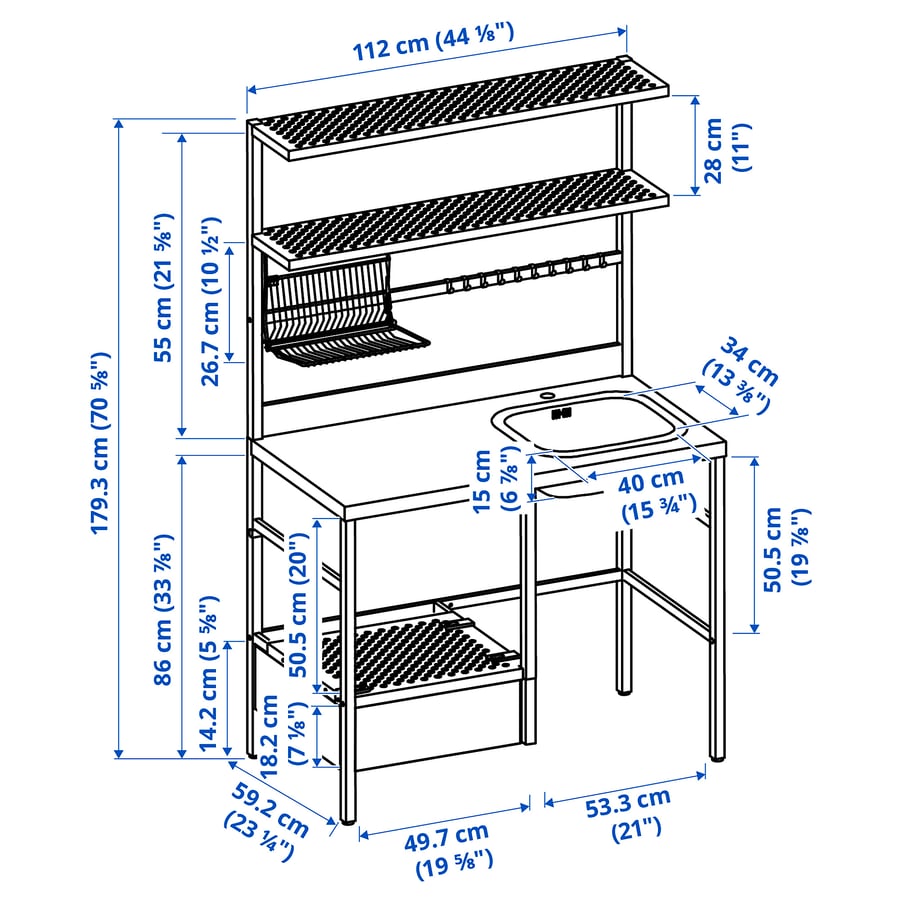 RÅVAROR Miniküche, schwarz, 112x60x178 cm - IKEA Österreich