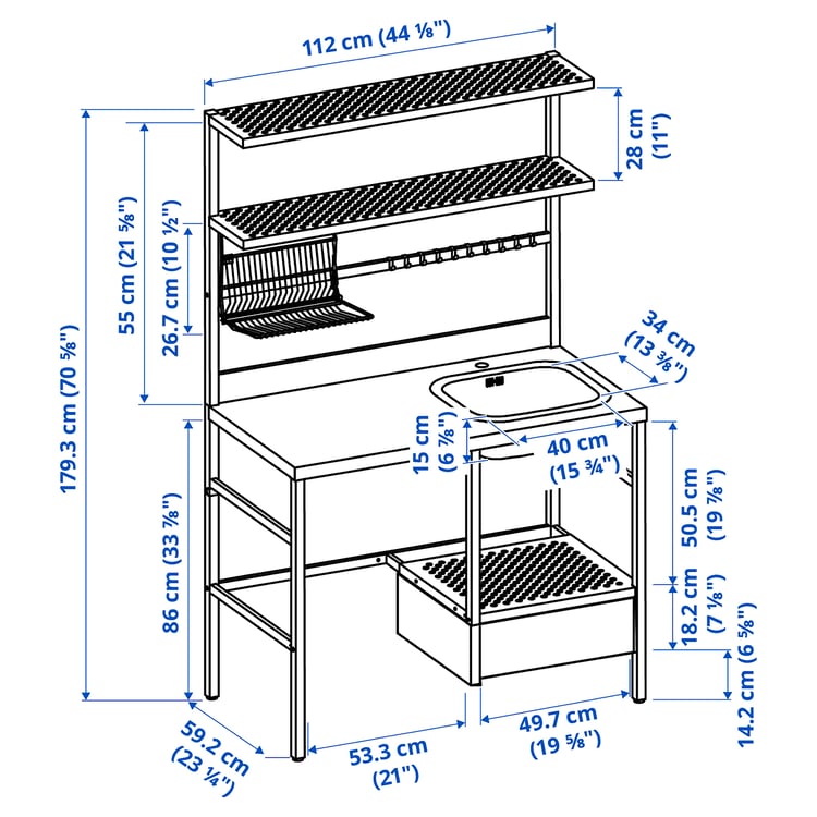 RÅVAROR Miniküche, schwarz, 112x60x178 cm - IKEA Österreich