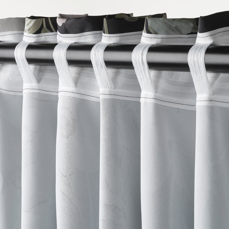 ROSENMOTT 2 Gardinenschals (verdunk.), schwarz/geblümt, 145x300 cm