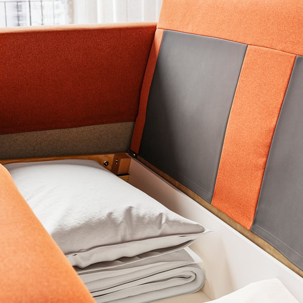 SALTSJÖBADEN 3er-Bettsofa mit Récamiere, Tonerud rotbraun