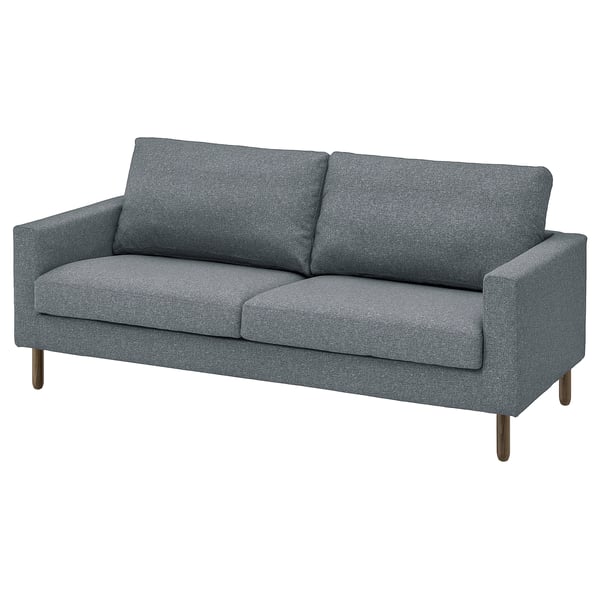 Graues SALTSJÖBADEN-Sofa , modernes minimalistisches Design mit Holzbeinen, stützenden Polstern.