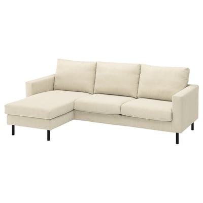 SALTSJÖBADEN 3er-Sofa mit Récamiere, Fridtuna hellbeige