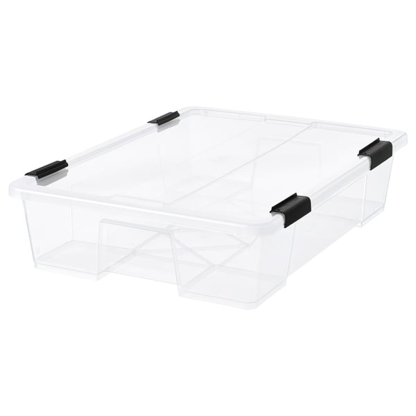 SAMLA Box mit Deckel/Verschlussklips, transparent/schwarz, 79x57x19 cm/55 l
