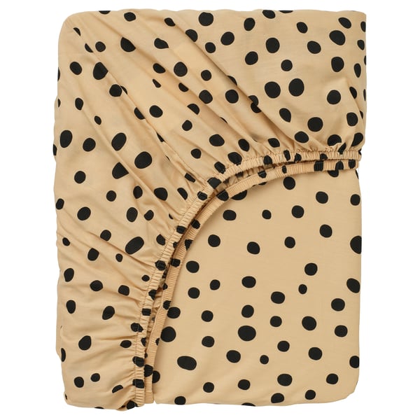Spannbetttuch, SANDLÖPARE, beige, gefleckt, elastische Kanten, Baumwollmischung.