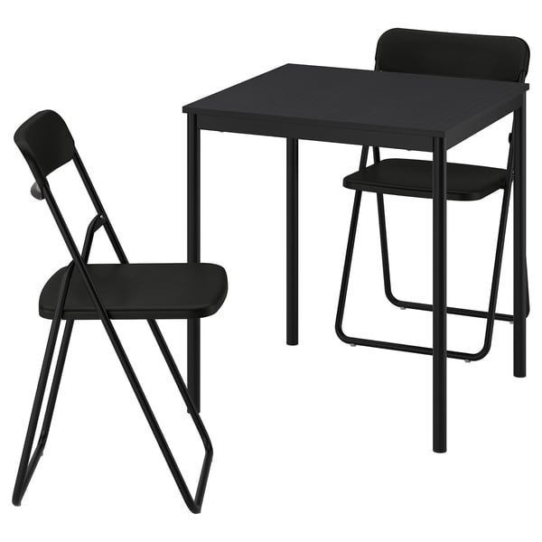 SANDSBERG / VIHALS Tisch und 2 Klappstühle, schwarz schwarz/schwarz, 67x67 cm