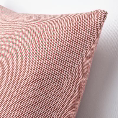 SANDTRAV rot/weißes Baumwollkissen, quadratisch mit Reißverschluss, strukturiert.