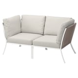 Moderne Outdoor-Sektion: SEGERÖN, weiß, Metall, Korbgeflecht, leichter Stoff, L-Form.