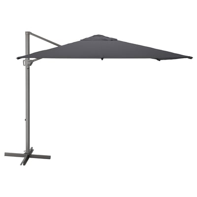 SEGLARÖ Sonnenschirm, grau, Aluminium und Polyester, verstellbar, quadratisch.